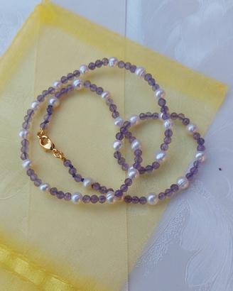 Collana Perle Acqua Dolce e Ametista 