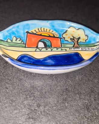 Posacenere in ceramica siciliana dipinto a mano