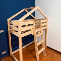 Letto soppalco castello legno
