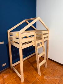Letto soppalco castello legno