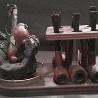 Portapipe con vasetto in pietra lavica e 7 pipe