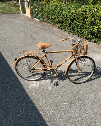 bicicletta rivestita in midollino