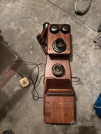 TELEFONO IN LEGNO ANTICO DA PARETE