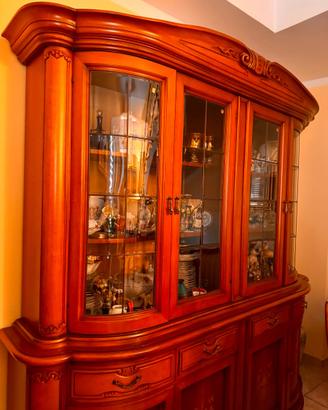 Credenza / Vetrina classica in legno massello con