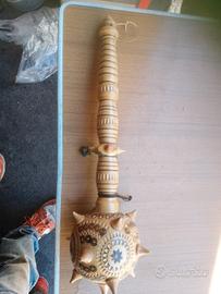 Mazza decorativa in legno intagliata oggetto artig