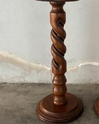 Colonna portavaso tornita in legno legno