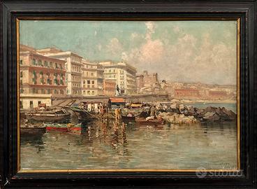 Olio su tela, lungomare di Napoli