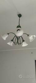 Lampadario ferro battuto + 2 lumi camera da letto