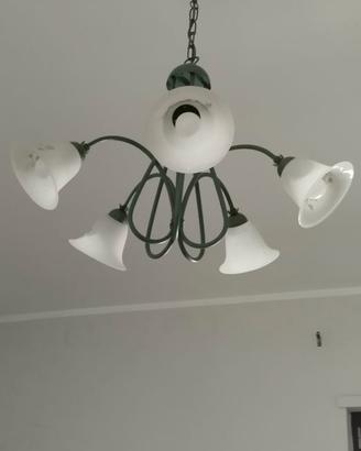 Lampadario ferro battuto + 2 lumi camera da letto