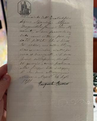Documento manoscritto originale - Napoli 1891.