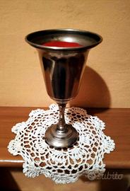 CALICE ANTICATO CON CANDELA ROSSA FUSA *NUOVO*