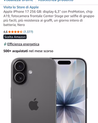 Iphone 17 256 gb nero