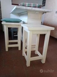 Set 2 sgabelli bar massello lucido laccato bianco