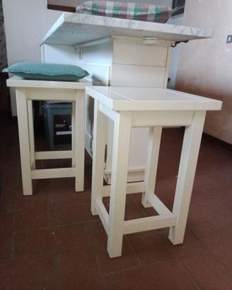 Set 2 sgabelli bar massello lucido laccato bianco