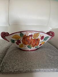 Vaso ovale di ceramica dipinto mano