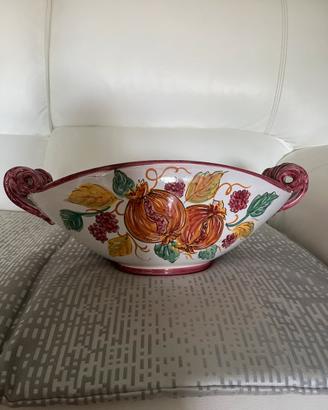 Vaso ovale di ceramica dipinto mano