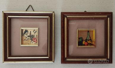 2 Quadri Vizioli dipinto a mano foglia oro