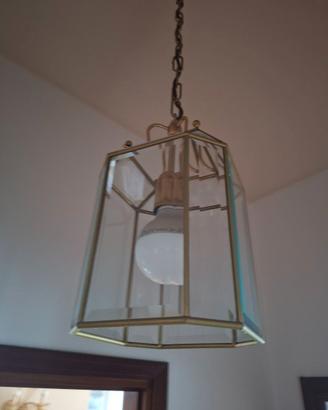 Lampadario a Lanterna Vintage – Ottone e Vetro