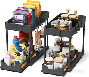 2 Pezzi Organizer Cucina Estraibile 2 Livelli