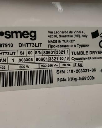 Asciugatrice smeg 8 lt