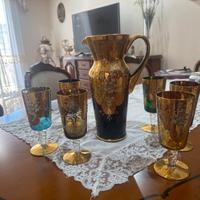 Set bicchieri + brocca vetro di murano