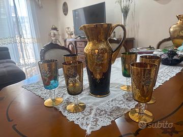 Set bicchieri + brocca vetro di murano