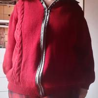 Maglione rosso in pura lana lavorazione artigianal