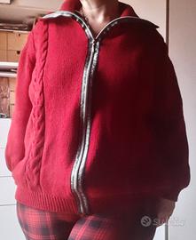 Maglione rosso in pura lana lavorazione artigianal
