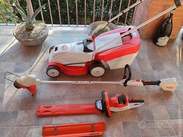 tagliasiepi, decespugliatore + 3 batterie