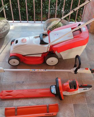tagliasiepi, decespugliatore + 3 batterie
