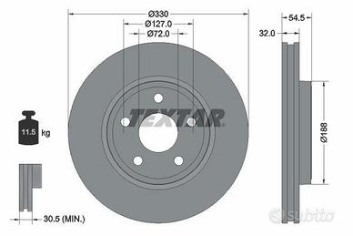 TEXTAR PRO 92274803 Disco freno Assale anteriore,