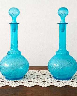 Coppia Bottiglie Genie Bottle Vetro Empoli Vintage