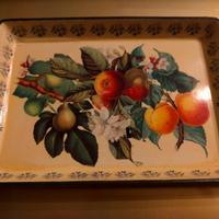 Vassoio vintage anni ’60 in metallo smaltato decor