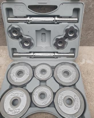 valigetta 2 manubri dechatlon 20 kg 