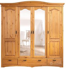 armadio in pino massiccio 4 ante scorrevoli