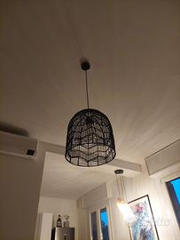 Lampadario Rattan nero stile boho/etnico