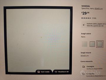 Specchio 67x67 Nissedal cornice nero