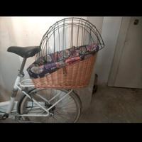 Cestino bici in vimini con cupola per cane/gatto 