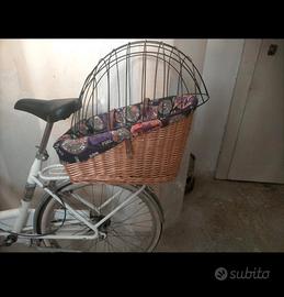 Cestino bici in vimini con cupola per cane/gatto 
