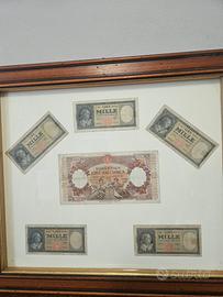 Banconote Lire italiane incorniciate 