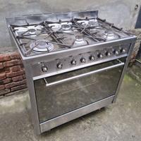 Cucina GAS SMEG Inox 6 Fuochi Maxi Forno 90 Elettr
