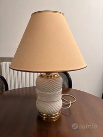 Lume Tavolo Vintage Ceramica Intreccio Ottone