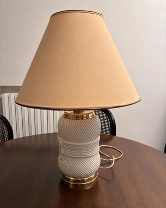 Lume Tavolo Vintage Ceramica Intreccio Ottone