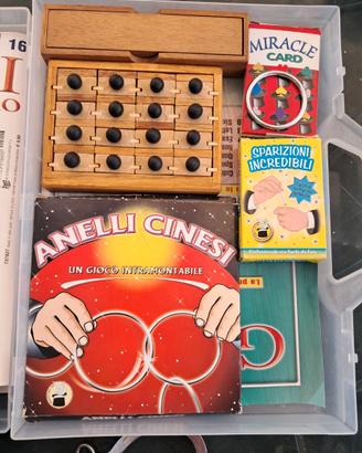 Lotto giochi ingegno rompicapo legno e carte