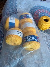 5gomitoli di fetuccia di cotone giallo