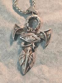 Collana acciaio croce Ankh occhio Horus