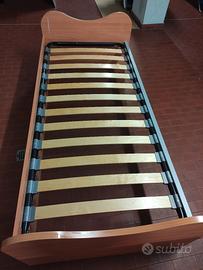 struttura letto singolo con doghe e cassettoni 