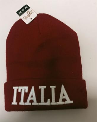 berretta unisex rossa con scritta Italia