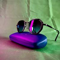 Occhiali da Sole Neri - Lenti Blu Sfumate (Nuovi)