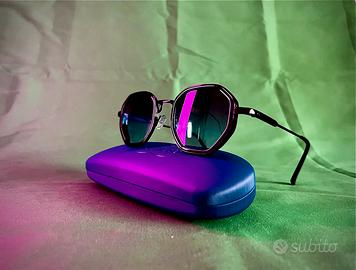 Occhiali da Sole Neri - Lenti Blu Sfumate (Nuovi)